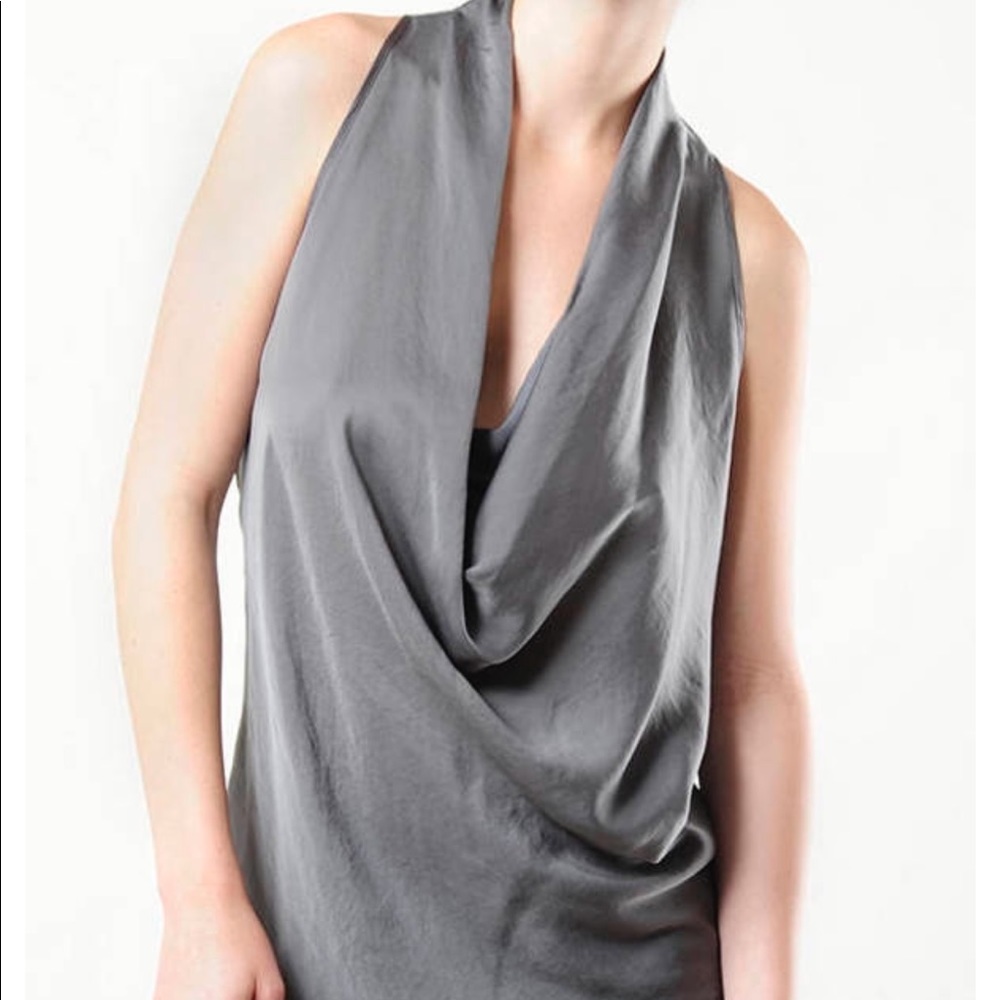 Helmet Lang Gray Cowl Neck Tank Size Petite